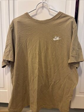 Nike Short-Sleeve Crew T-Shirt in Olive Green with White Logo